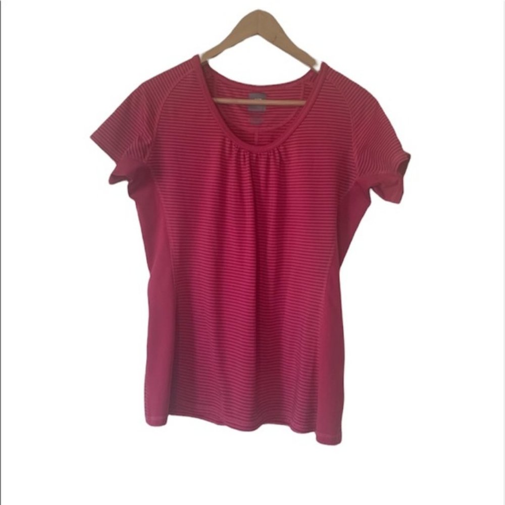 The North Face | Pink Short Sleeve Striped Athletic Shirt | Medium